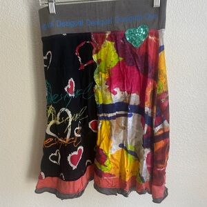 Desigual Colorful Heart A-Line Skirt size XS